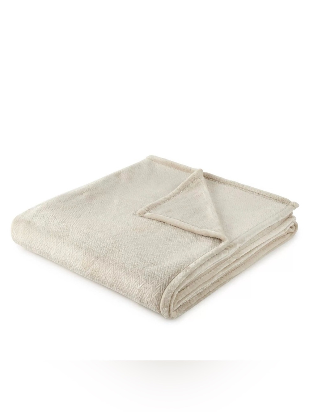 Member's Mark Hotel Premier Herringbone Plush Blanket- Stone Tile